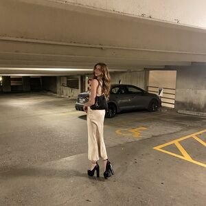 Bec & Bridge Champagne Satin Slip Dress